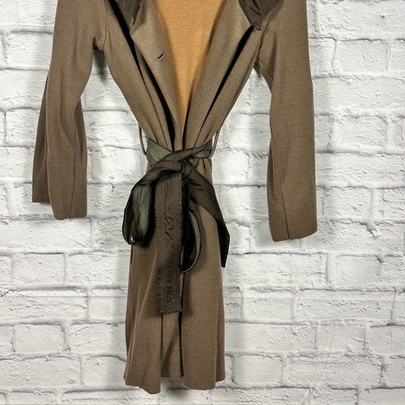 A Common Thread Taupe Belted Coat – Asymmetrical Button Front - Picture 9 of 14